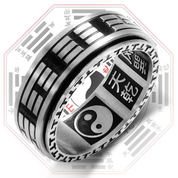 FREE Today: Balance and Harmony Bagua Yin Yang Titanium Steel Rotatable Ring