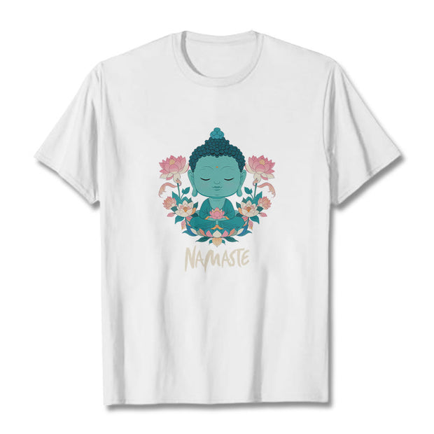 Buddha Stones NAMASTE Buddha Lotus Meditation Tee T-shirt