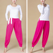 Buddha Stones Solid Color Modal Yoga Dance High Waist Harem Pants With Pockets