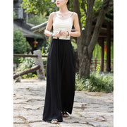 Buddha Stones Solid Color Loose Wide Leg Pants With Pockets Wide Leg Pants BS 29