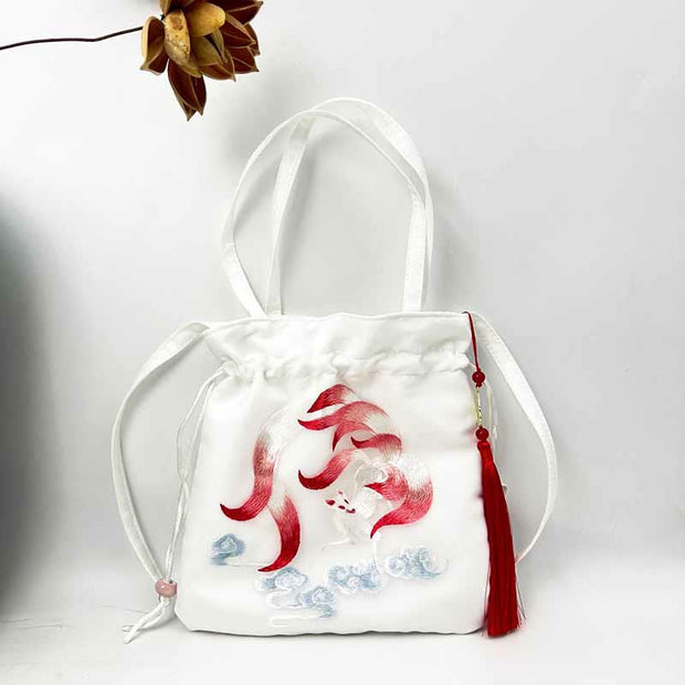 Buddha Stones Suzhou Embroidery Lotus Deer Epiphyllum Peony Rabbit Cotton Linen Tote Crossbody Bag Shoulder Bag Handbag 23