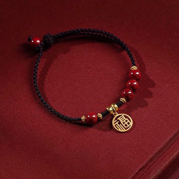 Buddha Stones Cinnabar Bead Fu Character Charm Blessing Braided String Bracelet (Extra 30% Off | USE CODE: FS30) - Emperor Cinnabar - image 6