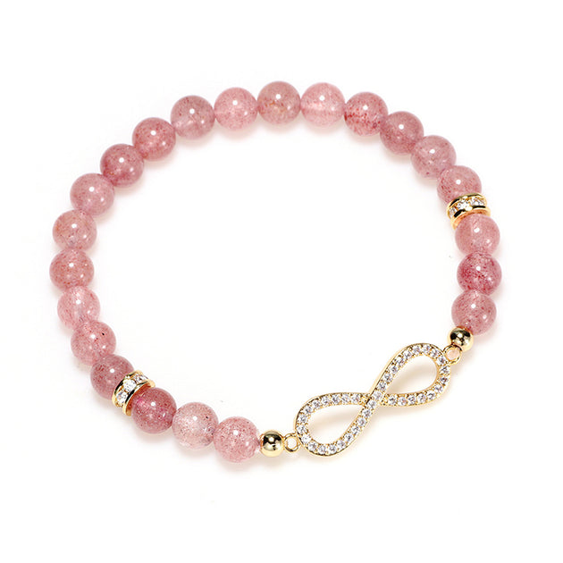 Buddha Stones Natural Pink Crystal Lucky Soothing Warmth Bracelet Bangle