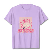 Buddha Stones BREATHE Pink Lotus Flower Tee T-shirt T-Shirts BS Plum 2XL