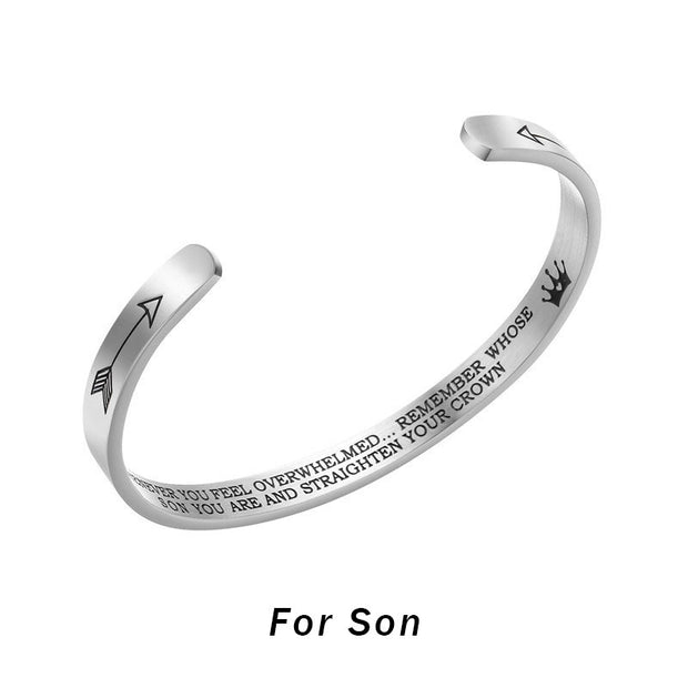 Buddha Stones Inspirational Bracelets Personalized Gift for Her Him Engraved Mantra Cuff Bangle Crown Jewelry (Extra 40% Off | USE CODE: FS40) - For son - image 5