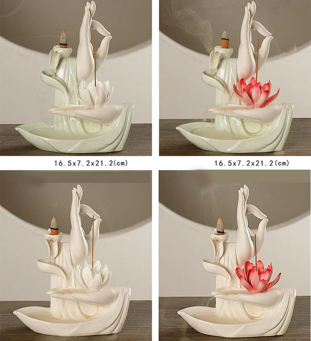 Buddha StonesTibetan Lotus Blessing Incense Burner Decoration (Extra 30% Off | USE CODE: FS30) - image 20