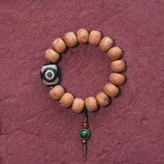 Buddha Stones Tibet Bodhi Seed Dzi Bead Peace Charm Wrist Mala Bracelet Wrist Mala BS 18cm