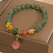 Buddha Stones Natural Green Strawberry Quartz Love Peach Charm Bracelet