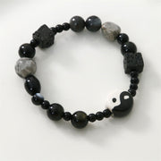 FREE Today: Protection And Willpower Black Onyx Picasso Jasper Bead Yin Yang Bracelet