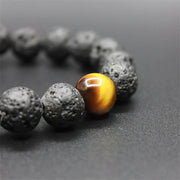 Buddha Stones Lava Rock Tiger Eye Stone Peace Healing Bracelet