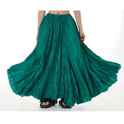 Buddha Stones Solid Color Loose Long Elastic Waist Skirt 22