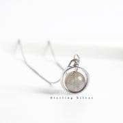 Buddha Stones 925 Sterling Silver Moonstone Love Planet Rotatable Pattern Necklace Pendant