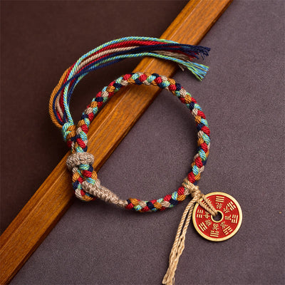 Buddha Stones Handmade Bagua Harmony Multicolored Rope Bracelet