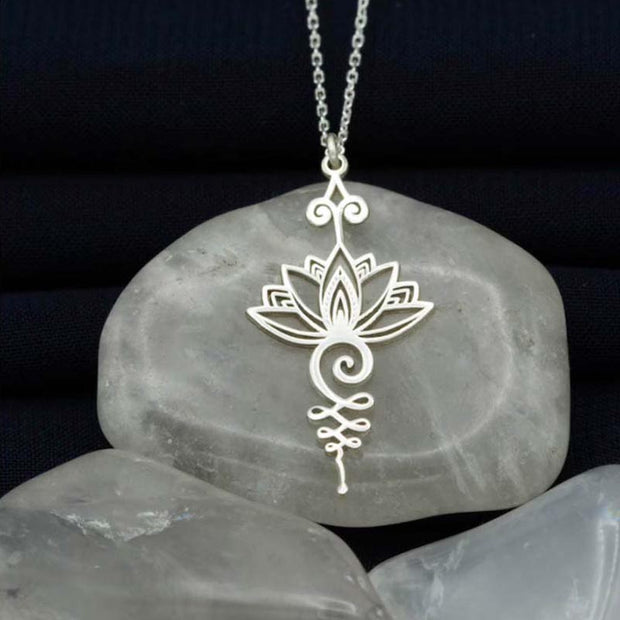 Buddha Stones Lotus Luck Wealth Necklace Pendant Necklaces & Pendants BS Silver
