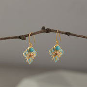 Buddha Stones Copper Enamel Turquoise Positive Drop Earrings 2
