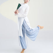 Buddha Stones 2Pcs Classical Dance Clothing Zen Tai Chi Meditation Clothing Cotton Top Pants Women's Set Clothes BS 2