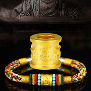 Buddha Stones Tibet 999 Gold Om Mani Padme Hum Handmade Eight Thread Peace Knot Luck Bracelet