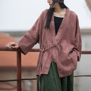 Buddha Stones Tie Dye Lace-up Design Coat Zen Meditation Open Front Top Jacket 12