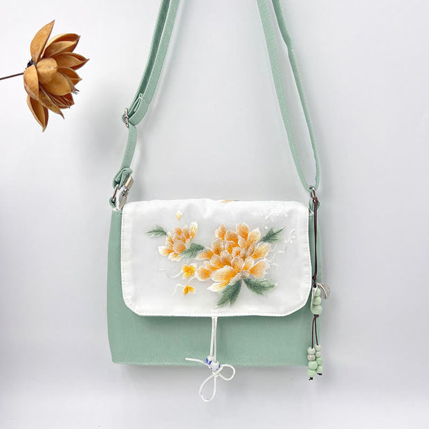 Buddha Stones Embroidered Camellia Epiphyllum Gardenia Sakura Flowers Crossbody Bag Shoulder Bag Cellphone Bag 39
