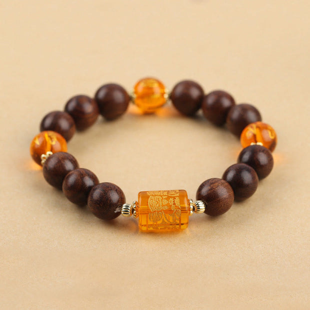 Buddha Stones Natural Phoebe Zhennan Wood Om Mani Padme Hum God Of Wealth Crystal Protection Bracelet (Extra 40% Off | USE CODE: FS40) - 12mm - image 6