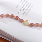 Buddha Stones 925 Sterling Silver Strawberry Quartz Year of the Rabbit Hetian Jade Moonstone Healing Bracelet (Extra 35% Off | USE CODE: FS35) - image 4