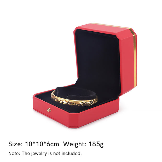 Buddha Stones Jewelry Storage Box PU Leather Gift Box - Red - Bracelet Box (10*10*6cm) - image 21