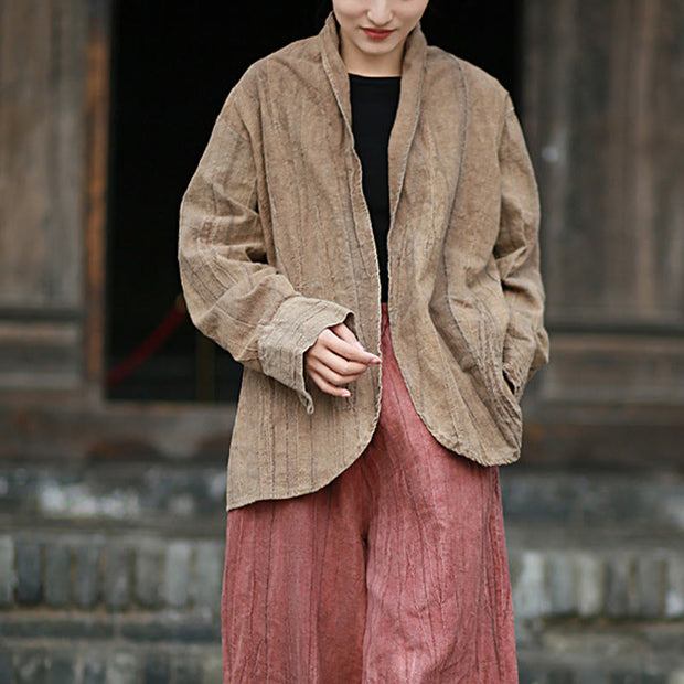 Buddha Stones Solid Color Tie Dye Long Sleeve Zen Meditation Open Front Jacket 21