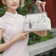 Buddha Stones Flower Embroidery Handbag Crossbody Bag Crossbody Bag&Handbags BS 1
