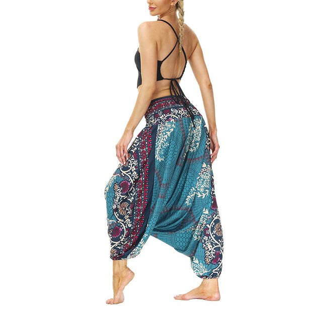 Buddha Stones Boho Loose Geometric Floral Vine Pattern Harem Trousers Women's Yoga Pants