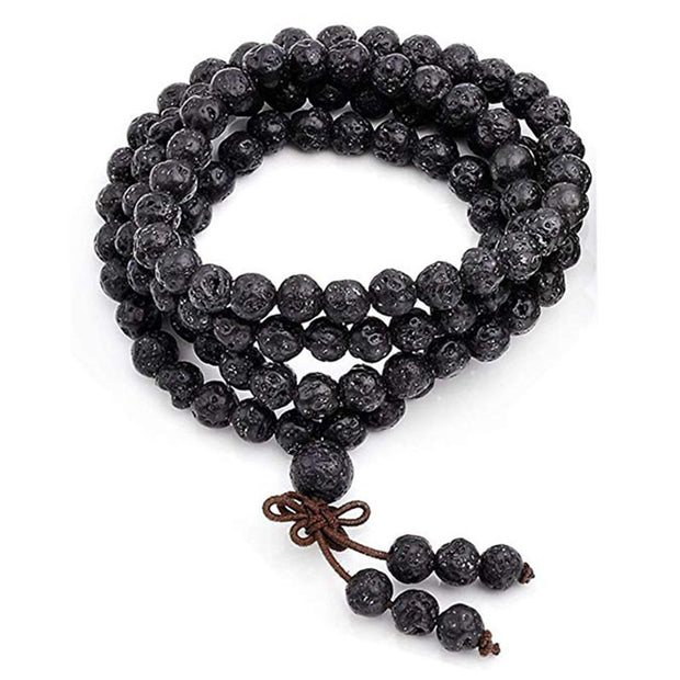 Buddha Stones Natural Lava Rock 108 Beads Protection Bracelet