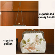 Buddha Stones Orchids Oriental Cherry Butterfly Embroidery Metal Handle Handbag Handbags BS 4