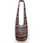 Buddha Stones Cotton Stripes Pattern Crossbody Bag Shoulder Bag Crossbody Bag&Shoulder Bag BS Pattern Red Stripes 36*19*34cm