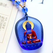 Buddha Stones Tibet Medicine Buddha Liuli Crystal Compassion Necklace Pendant (Extra 35% Off | USE CODE: FS35) - Blue Medicine Buddha - image 4