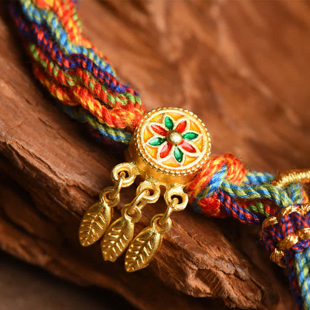 Buddha Stones Tibetan Om Mani Padme Hum Dreamcatcher Luck Colorful Reincarnation Knot String Bracelet Bracelet BS 7