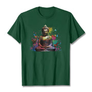 Buddha Stones Colorful Butterfly Flying Meditation Buddha Tee T-shirt T-Shirts BS ForestGreen 2XL
