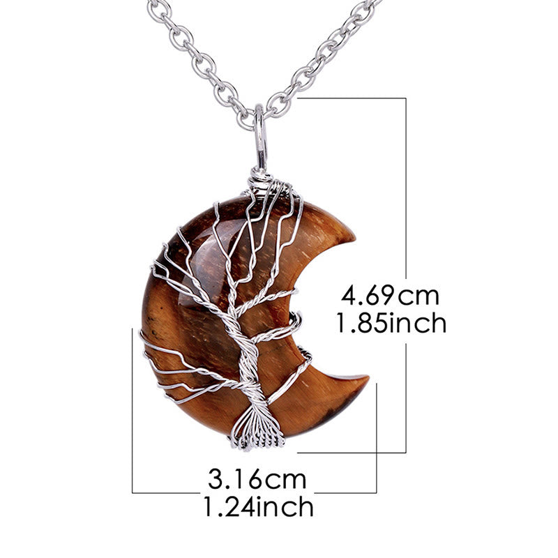 Buddha Stones Natural Quartz Crystal Moon Tree Of Life Healing