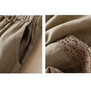 Buddha Stones Solid Color Flower Loose Drawstring Harem Pants With Pockets Harem Pants BS 28