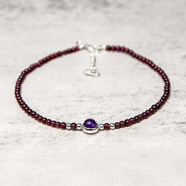 FREE Today: Purification and Protection Garnet Amethyst Anklet