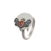 Buddha Stones 925 Sterling Silver Hetian Jade Red Agate Bat Prosperity Ring Earrings Set Bracelet Necklaces & Pendants BS 4