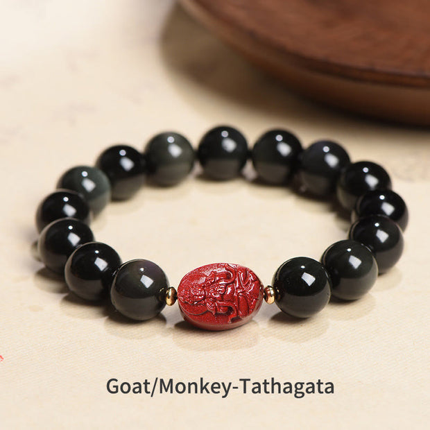 Buddha Stones Chinese Zodiac Natal Buddha Natural Black Obsidian Cinnabar Purification Bracelet (Extra 35% Off | USE CODE: FS35) - image 28