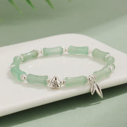 Buddha Stones Peridot White Jade Strawberry Quartz Green Aventurine Bamboo Fu Character Luck Bracelet 19