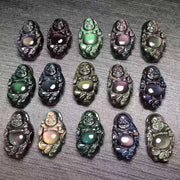 Natural Rainbow Obsidian Laughing Buddha Inner Peace Necklace Pendant Necklaces & Pendants BS 12