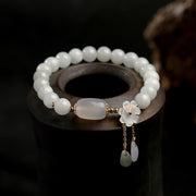 Buddha Stones "Hoping for Purity and Peace"Natural White Jade Bracelet Includes Gift Message Card - image 1