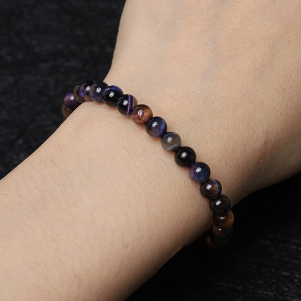 Buddha Stones Natural Purple Tiger Eye Protection Strength Bracelet