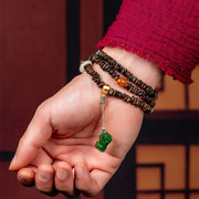Buddha Stones 108 Mala Beads 925 Sterling Silver Brunei Agarwood Red Agate PiXiu Hetian Jade Peace Strength Bracelet