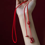 Buddha Stones Natural Cinnabar Chinese Zodiac Calm Blessing Red String Belly Chain