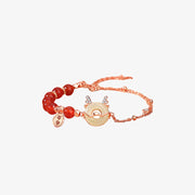 Buddha Stones 925 Sterling Silver Year of the Dragon Natural Red Agate Hetian Jade Peace Buckle Luck Success Bracelet (Extra 30% Off | USE CODE: FS30)