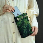 Buddha Stones Small Maple Leaf Persimmon Metal Chain Crossbody Bag Shoulder Bag Cellphone Bag