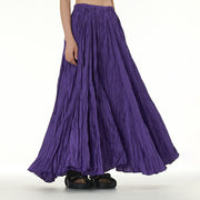 Buddha Stones Solid Color Loose Long Elastic Waist Skirt 80