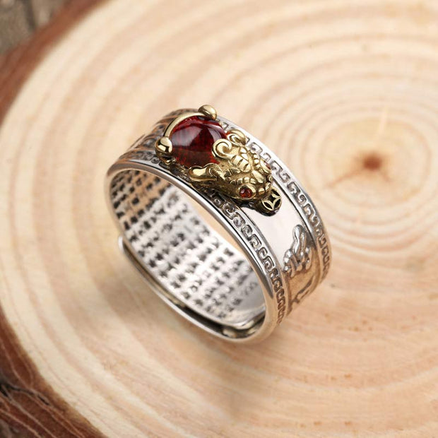 Buddha Stones Red Agate PiXiu Wealth Ring